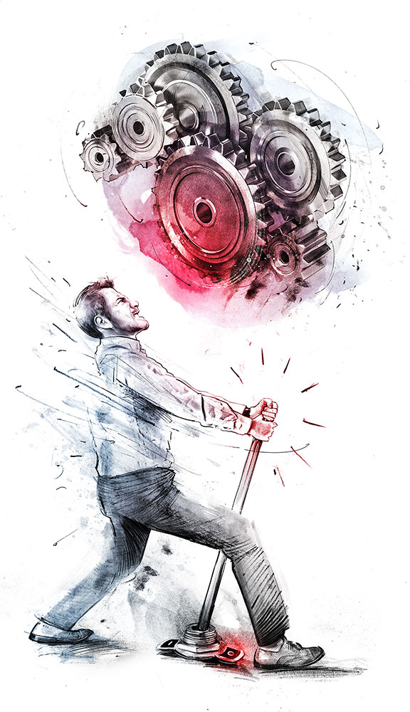 Die Wirtschaft muss wieder angekurbelt werden - Kornel Illustration | Kornel Stadler portfolio
