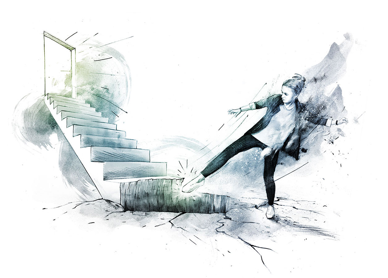 Oftmals scheitert es bereits am Einstieg zur Karriereleiter - Kornel Illustration | Kornel Stadler portfolio