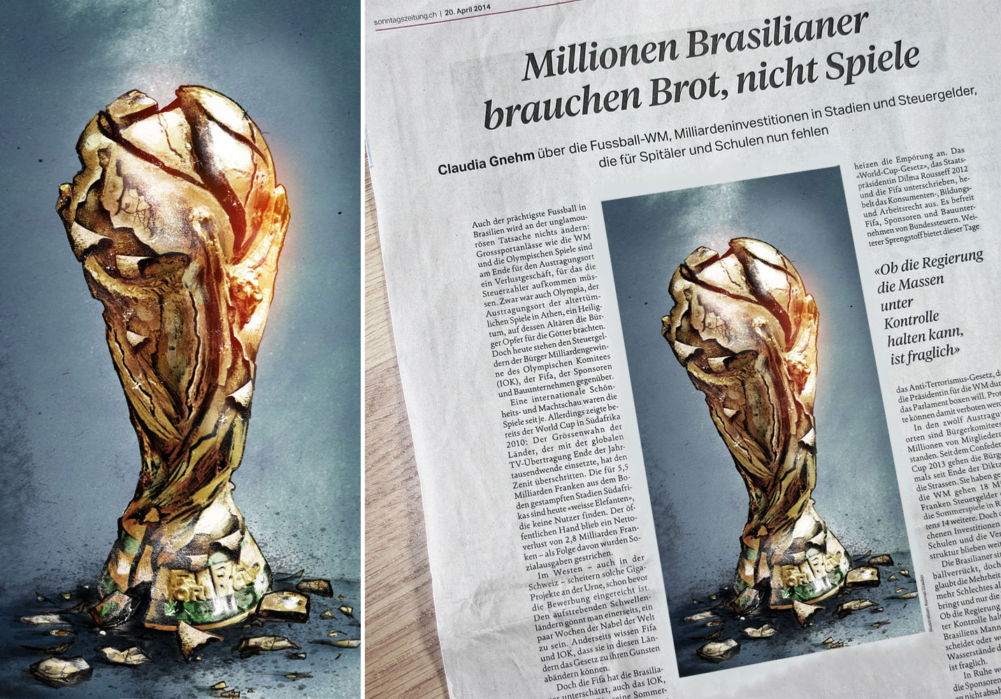 Millionen Brasilianer brauchen Brot, nicht Spiele - Kornel Illustration | Kornel Stadler portfolio