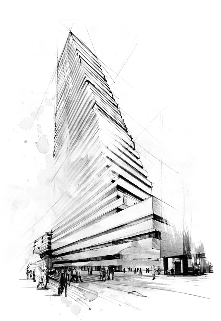 Roche Tower, Basel - Kornel Illustration | Kornel Stadler portfolio