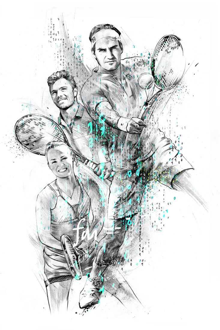 Schweizer Tennis Stars – - Kornel Illustration | Kornel Stadler portfolio