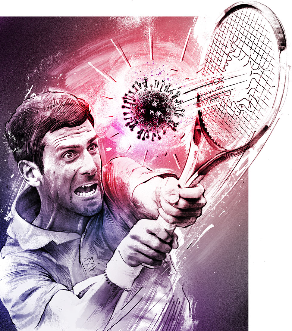 Novak Djokovic und das Corona Fiasco - Kornel Illustration | Kornel Stadler portfolio