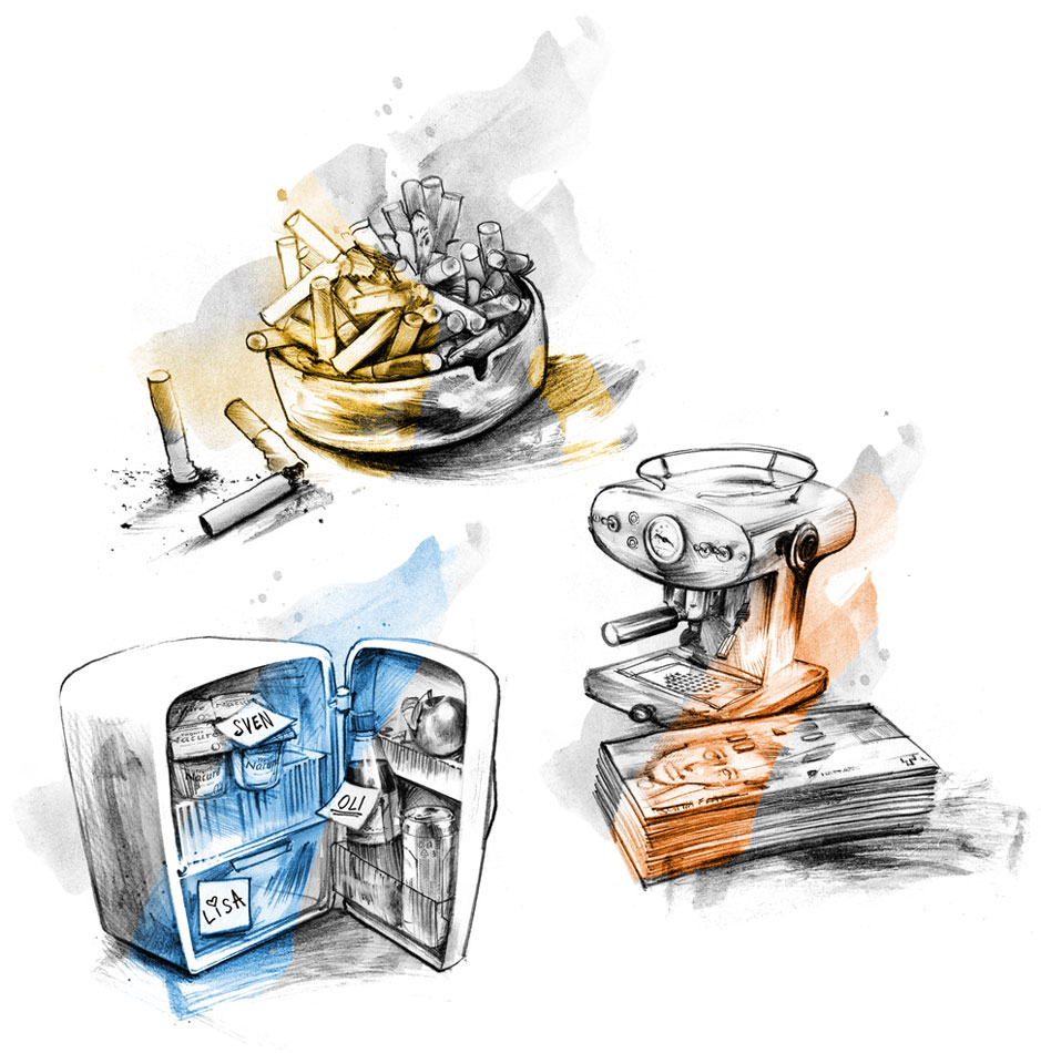 Knackpunkte in Wohngemeinschaften - Kornel Illustration | Kornel Stadler portfolio
