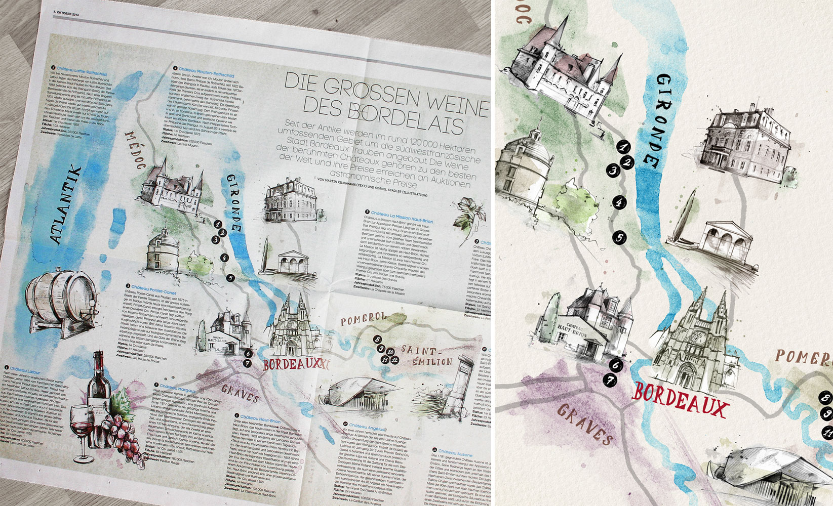 Die grossen Weine des Bordelais - Kornel Illustration | Kornel Stadler portfolio