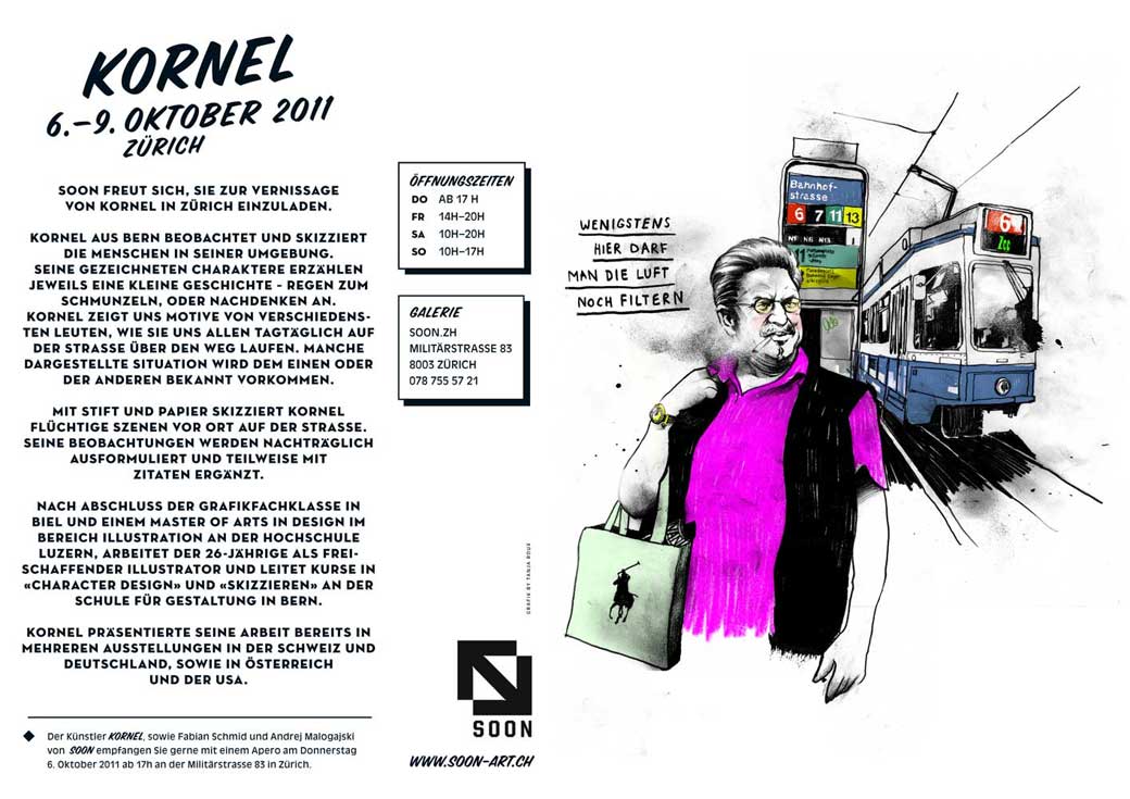 Ausstellung in Zürich Flyer 2011 - Kornel Illustration | Kornel Stadler portfolio