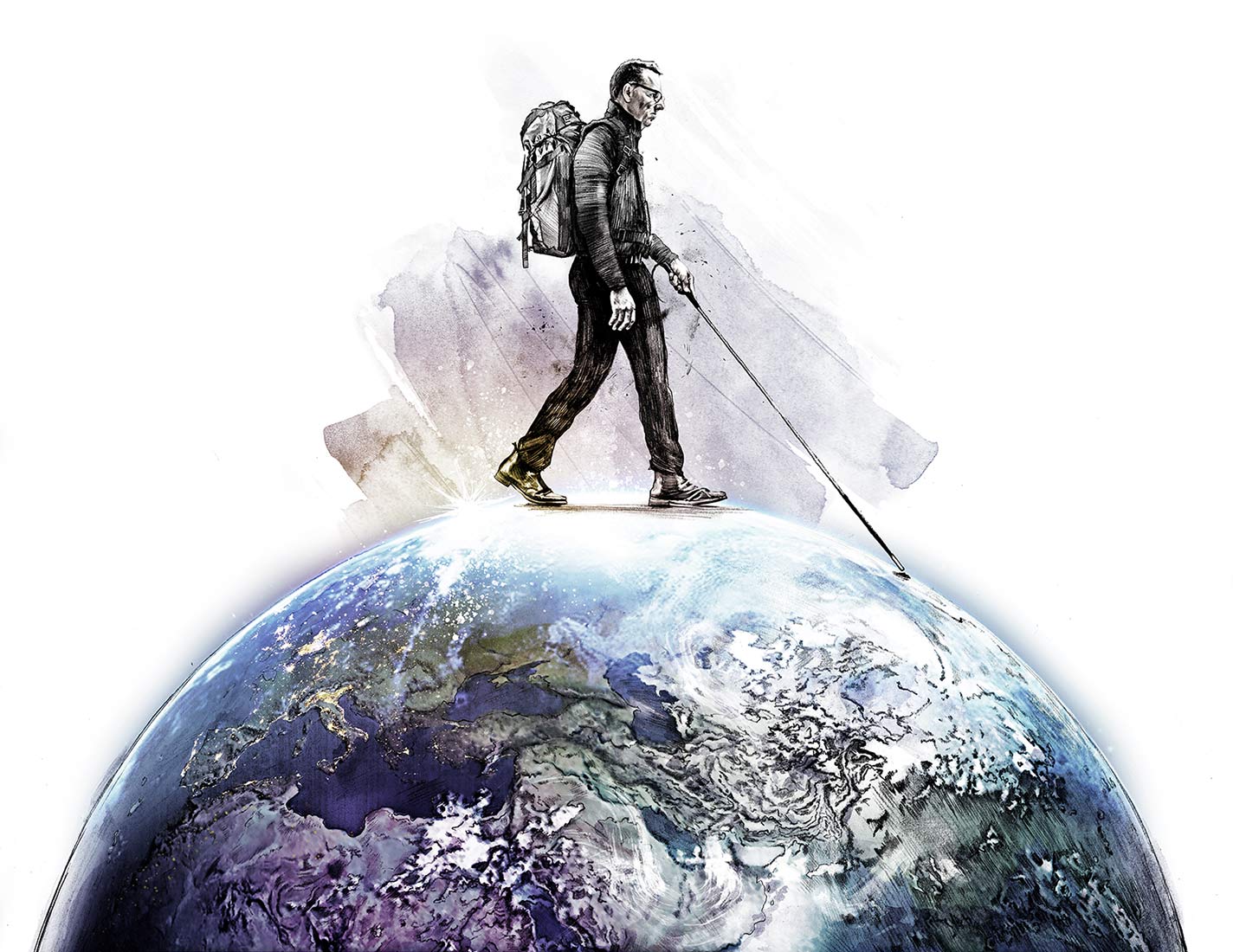 Der blinde Reisejournalist - Kornel Illustration | Kornel Stadler portfolio